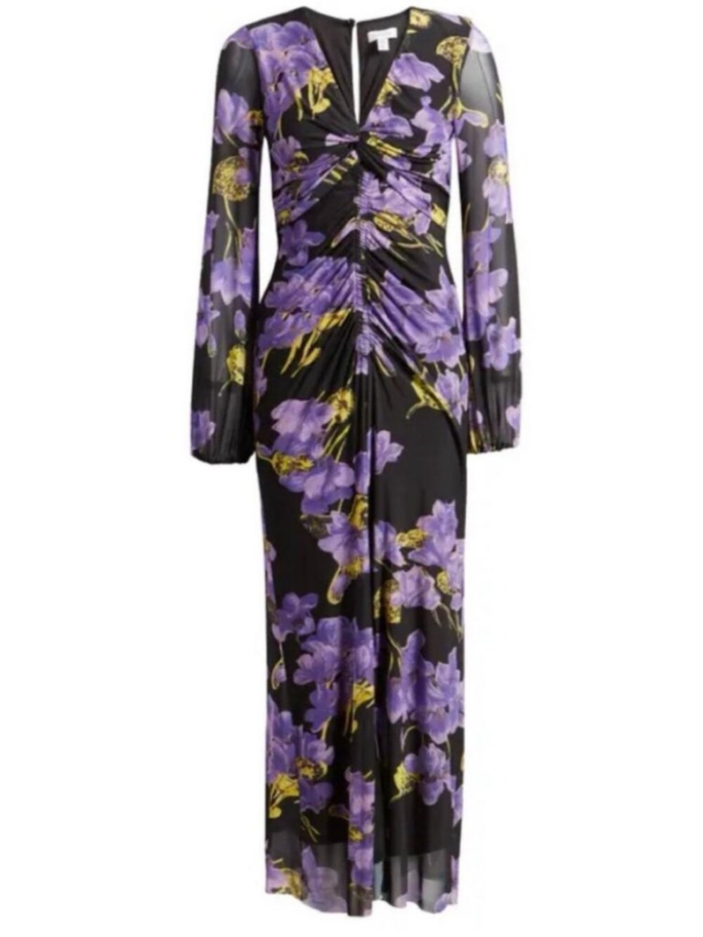 Topshop Purple Floral Long Sleeve Maxi Dress Size 6